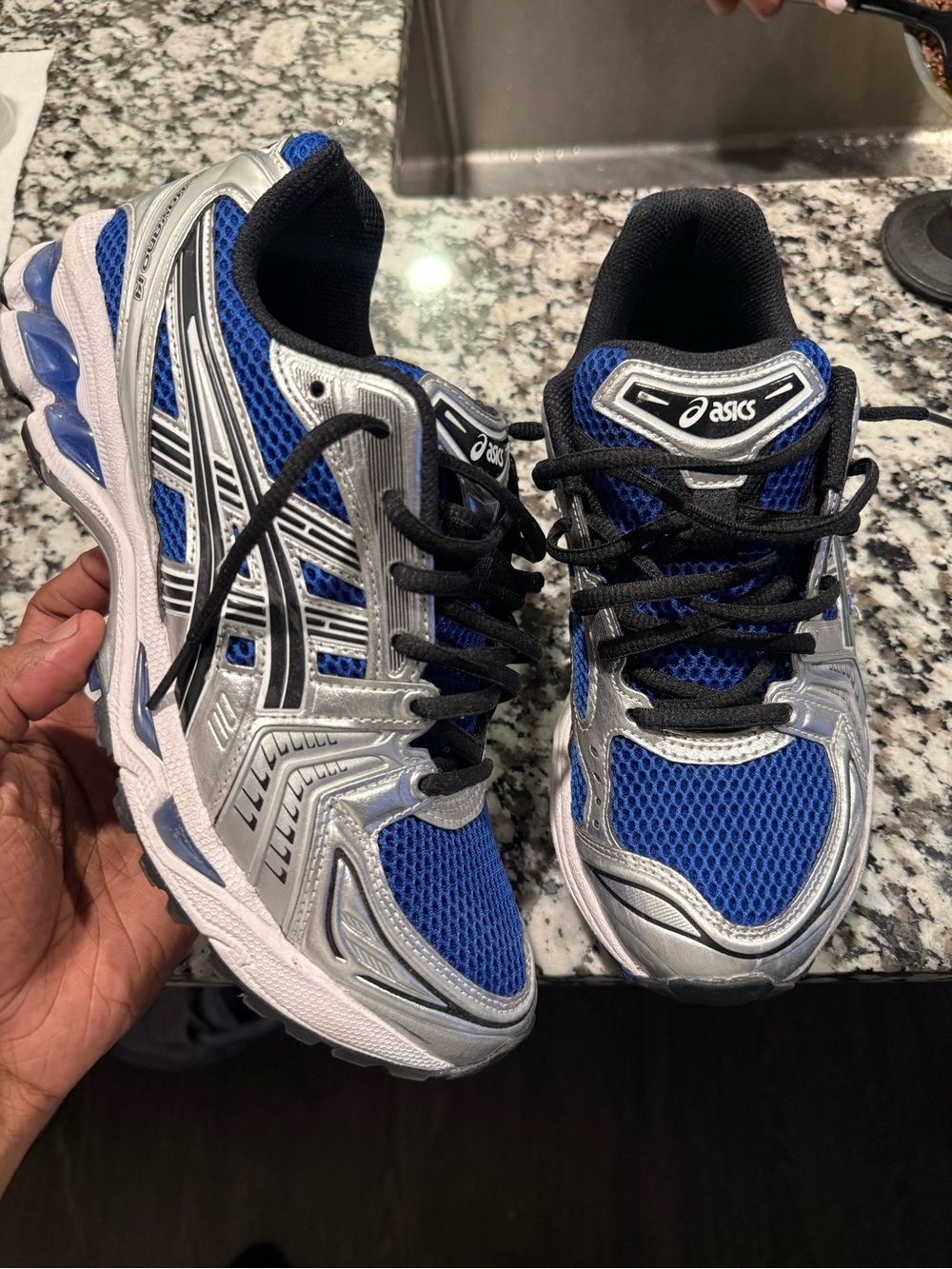 Asics Blue and Silver Men's Athletic Running Shoes